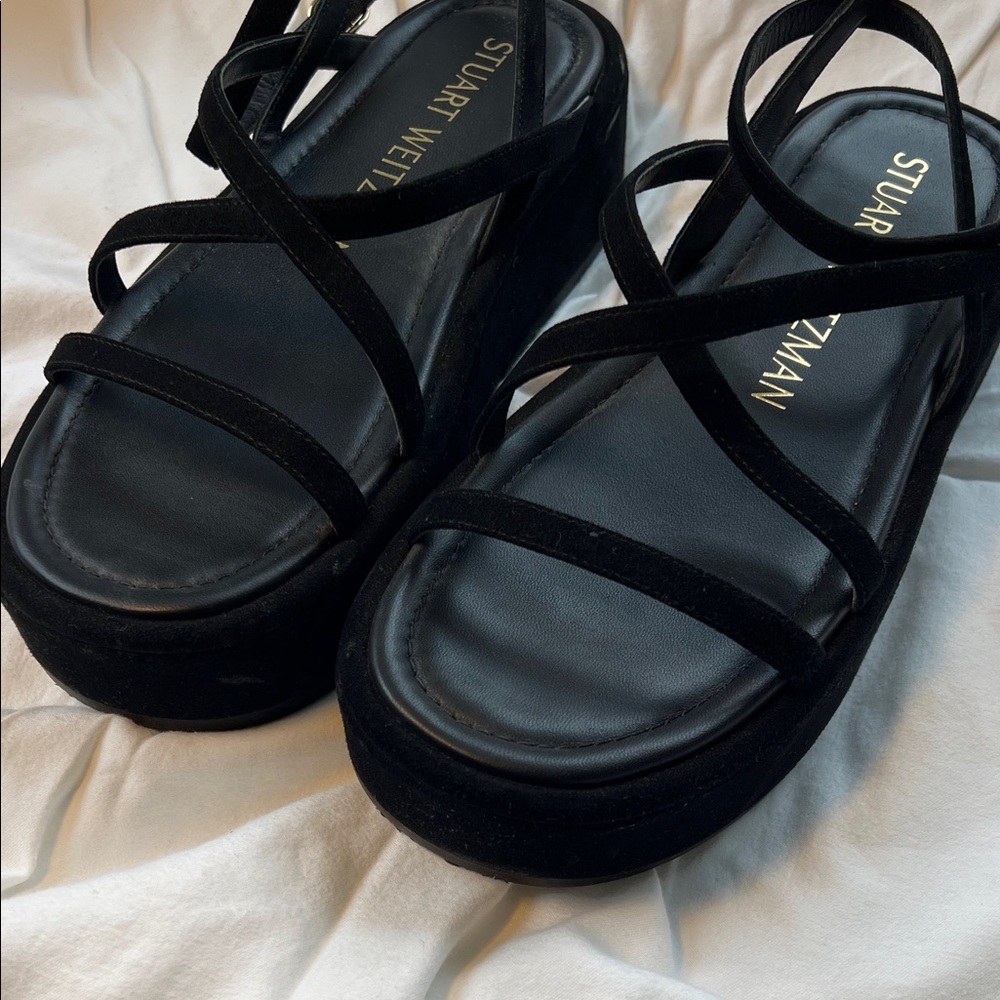 Stuart Weitzman Black Strappy Sandals